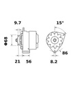 [ISKRIA0446] Alternator Mahle MG187  14V - 55 A