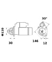[ISKRIS0366] Starter Mahle MS278  3,0 Kw - 12V - 9T - (met reductie zie IS1434)