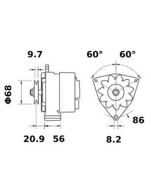 [ISKRIA0499] Alternator Mahle MG604  14V - 65 A