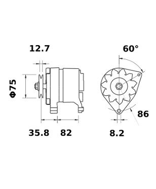 [ISKRIA0876] Alternator Mahle MG402  14V - 65 A