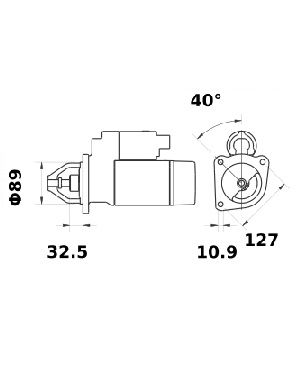 [ISKRIS0509] Starter Mahle MS345  2,8 Kw - 12V - 10T - (met reductie zie IS1201-IS1159-IS1378)