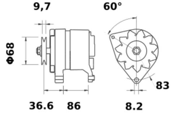 [ISKRIA0301] Alternator Mahle MG426  14V - 55 A 