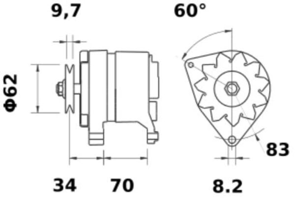 [ISKRIA0067] Alternator Mahle MG372  14V - 34 A 