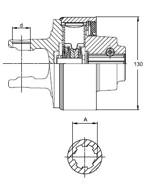 [WALT59.100.42/165] Nokkenschakelkoppeling W2400 - K64/14 - 1.3/8" - 6 - 165 daNm - Rechts draaien