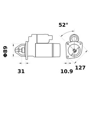 [ISKRIS0842] Reductiestarter Mahle MS232  4,0 Kw - 24V - 9T