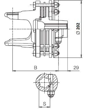 [BOND661M60503R] Slijpkoppeling FV44  - 1 3/8" - 6 - met 4 schijven