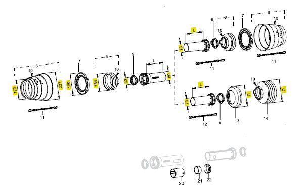 [WALT82.83.15] Loopring SD25 - SD25/1 - SDF25 - SDF25/1 - SPGF20 grote hoek WW2508 - PW580 - buiten Ø 190 mm