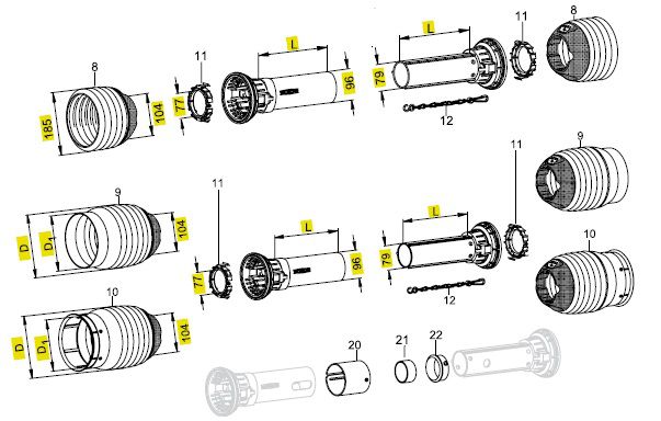 [WALT86.24.05] Kap voor PG20 - Ø185mm - 5 ribben