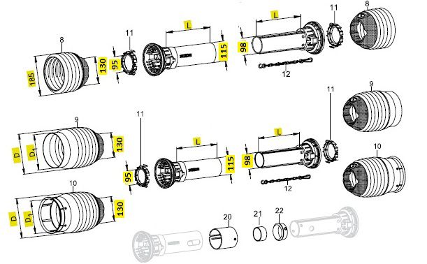 [WALT86.34.08] Kap voor PG30 - Ø230mm - 8 ribben