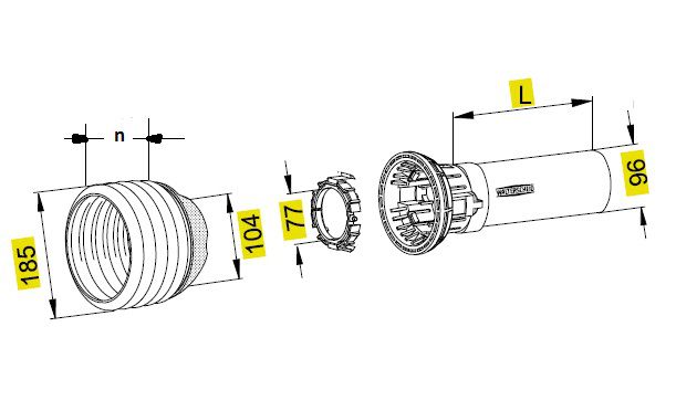 [WALTPGH20L1000-BU00] Stofkap Buiten  PG20 lengte 1000mm