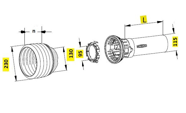 [WALTPGH30L1000-BU00] Stofkap Buiten PG30 lengte 1000mm