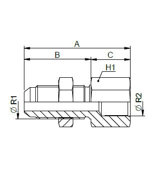 [FONT50.55.10.08] 7/8" JIC mannelik schotkoppeling x 1/2" BSP vrouwelijk