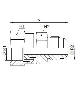 [FONT50.50.04.04] 7/16" JIC manelijk  x 9/16" ORFS vrouwelijk