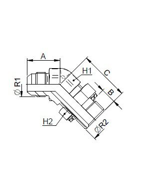 [FONT54.45.16.16] 1.5/16" JIC X 1" BSP instelbaar - 45°
