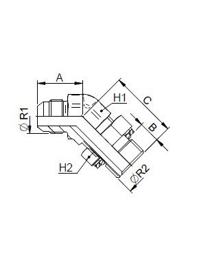 [FONT54.46.04.04] 7/16" JIC X 7/16" UNF instelbaar - 45°
