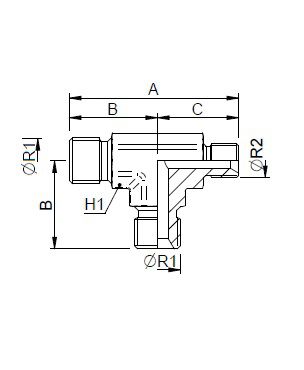 [FONT34.53.08.06] 1/2" BSP - 1/2" BSP - 3/8" BSP zijdelings