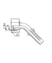 [FONT61.43.16.04] Kop. Vrouwelijk 45°  M16x1,5 - Buis 08S - Slang 1/4"