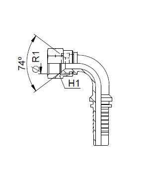 [FONT64.14.20.20] Kop. Vrouwelijk 90°  1.5/8" JIC - Slang 1.1/4"