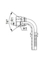 [FONT64.14.20.20] Kop. Vrouwelijk 90°  1.5/8" JIC - Slang 1.1/4"