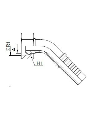 [FONT61.63.20.04] Kop. Vrouwelijk 45°  M20x1,5 - Buis 13L - Slang 1/4'