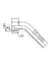 [FONT61.63.20.05] Kop .Vrouwelijk 45°  M20x1,5 - Buis 13L - Slang 5/16"
