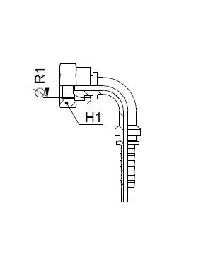 [FONT64.04.20.16] Kop. Vrouwelijk 90°  1.1/4" BSP - Slang 1"
