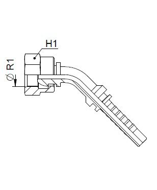 [FONT61.03.02.04] Kop. Vrouwelijk 45°  1/8" BSP - Slang 1/4"