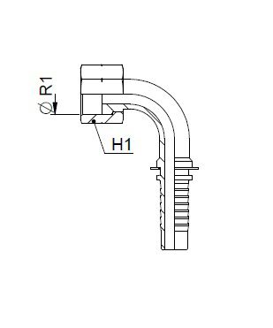 [FONT61.18.04.04] Kop. Vrouwelijk 90°  9/16" ORFS - Slang 1/4"