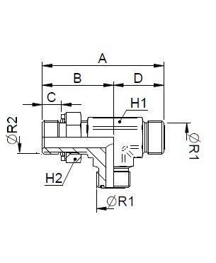 [FONT74.63.10.12] 1" ORFS x 1" ORFS x 3/4" BSP instelbaar
