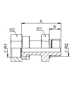 [FONT70.48.06.12] 11/16" ORFS vrouwelijk x M12-1,5 mannelijk