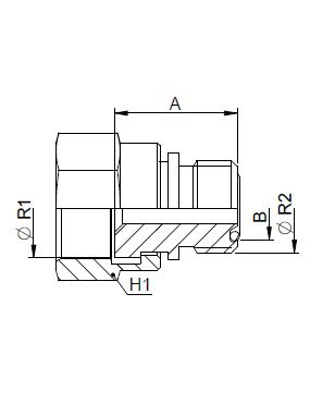 [FONT70.31.16.12] 1.3/16" ORFS mannelijk x 1.7/16" ORFS vrouwelijk