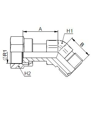 [FONT74.49.00.16] 1.7/16" ORFS x 1.7/16" ORFS - 45°
