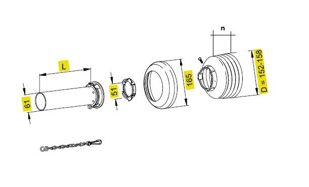 [WALTSDH15L1500-BI00] Stofkap Binnen SD15 Lengte 1500mm