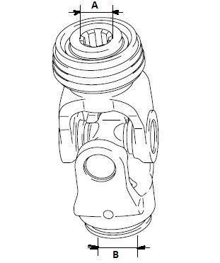 [WALT20.83.30XOOC] Kruiskoppeling W2200 - gaffel ASGE 1.3/8 - 6 x gaffel buis Ooc