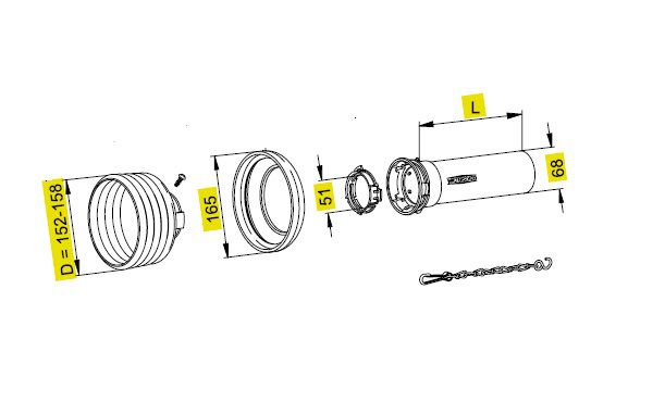 [WALTSDH15L1500-BU00] Stofkap Buiten SD15 Lengte 1500mm