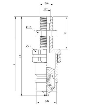 [DKWK 80 955 041] Snelkoppeling mannelijk - DN 13 - schotkoppeling - M14/08L
