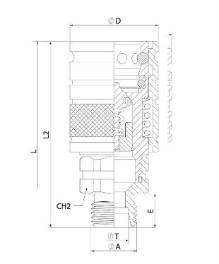 [DKWK 80 950 005] Snelkoppeling vrouwelijk - DN 13 - M26/18L - trekken en duwen