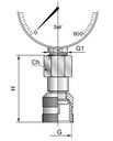 [DKWK 80 800 301] Druknemer manometer (vrouwelijk 1/4" BSP) x  (vrouwelijk M16 x 2)