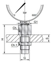 [DKWK 80 800 311] Druknemer manometer (vrouwelijk 1/2" BSP) x  (mannelijk M16 x 2)