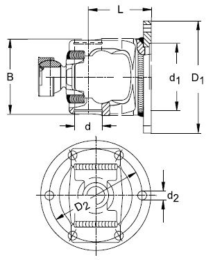 [WALT35.19.310] Flensgaffel 6 gaten Ø 160 mm - buiten centrering Ø 98 mm (80°) P