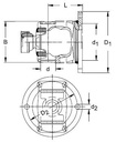 [WALT35.19.310] Flensgaffel 6 gaten Ø 160 mm - buiten centrering Ø 98 mm (80°) P