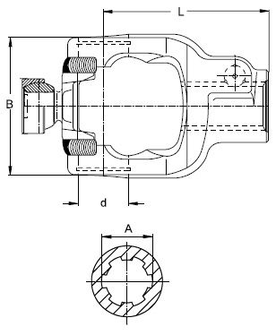 [WALT36.10.310] Gaffel met drukstift AG P 1.3/8" - 6 (80°)