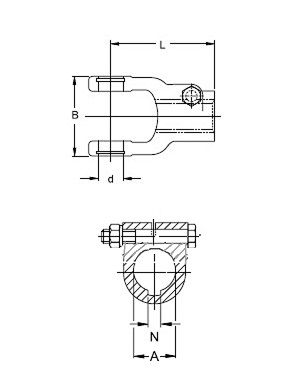 [WALT10.10.103] Gaffel AGKK as 25 mm - spie 8 mm - bout M12x60 buiten as