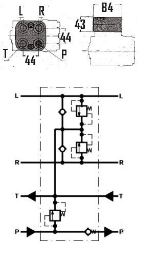 [DANF152-0015]  Blok  1/2" BSP  met overdrukklep 90 bar en antichoc kleppen 150 bar