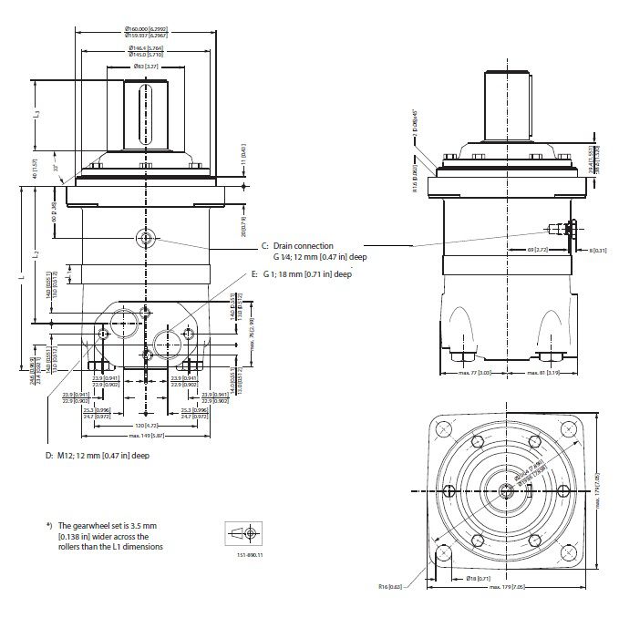 [DANF151B3104] Motor OMV 800 cc - as 50 mm - max.250 t/min - max. 200 l/min - max. 160 bar