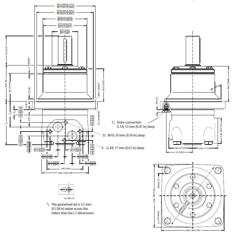 [DANF151B3034] Motor OMT 400 cc - as Ø 45 mm - conisch - max.305 t/min - max. 125 l/min - max. 180 bar