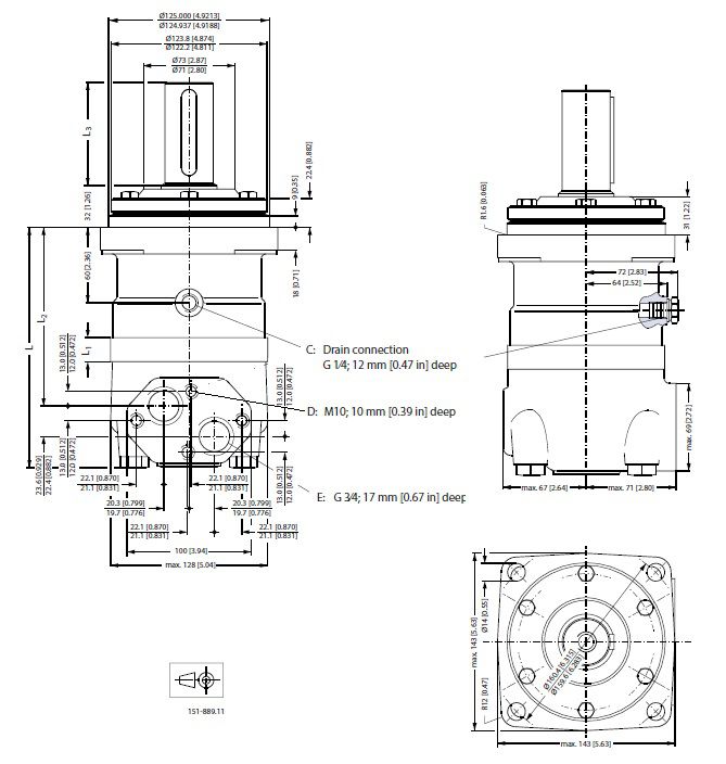 [DANF151B3014] Motor OMT 250 cc - as Ø 45 mm - conisch - max.500 t/min - max. 125 l/min - max. 200 bar
