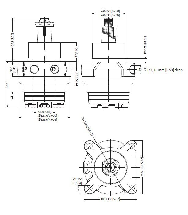 [DANF151H2013] Motor OMEW 160 cc - as conisch Ø 35 mm - max.375 t/min - max. 60 l/min - max. 200 bar - links