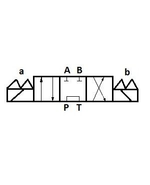 [DKWK 80 300 052 S] Verdeler 4/3. P - T  verbonden   A - B  gesloten. 12V
