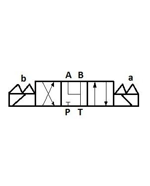 [DKWK 80 300 061 S] Verdeler 4/3. P  gesloten  A - B - T verbonden. 12V